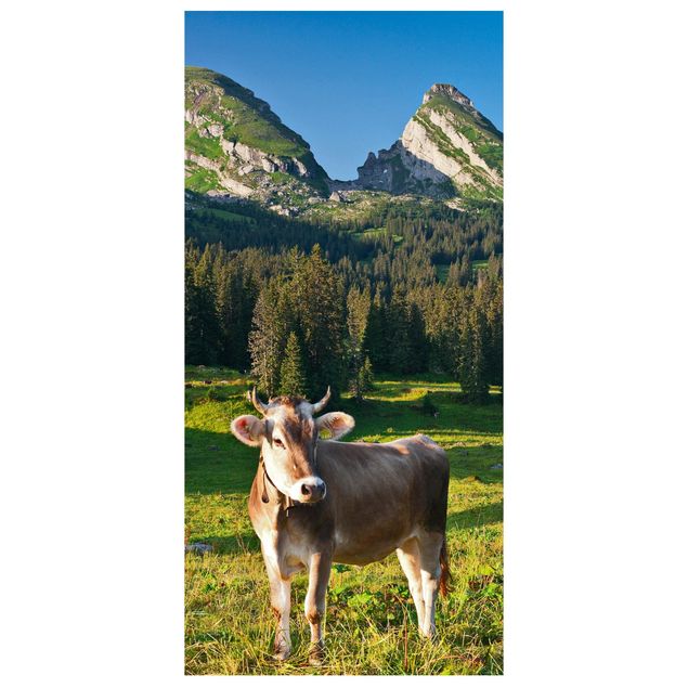 Tenda a pannello - Swiss Alpine meadow with cow 250x120cm