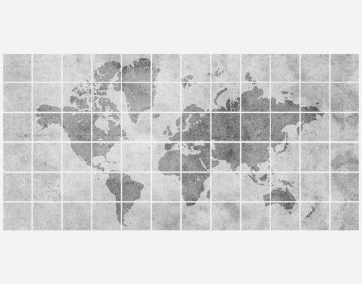 Adesivi per piastrelle vintage Mappa del mondo vintage II