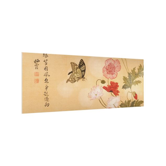 Paraschizzi con fiori Yuanyu Ma - Fiore di papavero e farfalla
