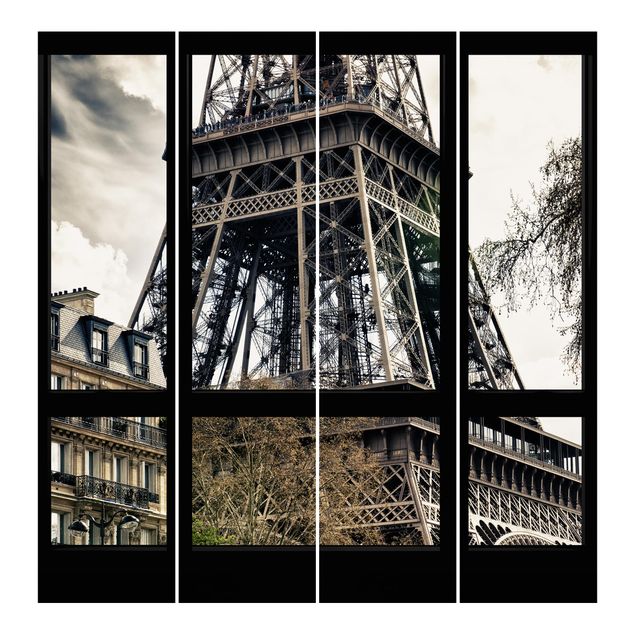 Tende a pannello Vista dalla finestra di Parigi - vicino alla Torre Eiffel