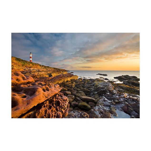 Tappeti con motivi naturali Faro di Tarbat Ness e tramonto sull'oceano