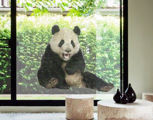 Adesivi per vetri con animali Panda che ride