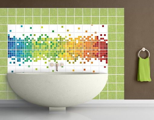 Adesivi per piastrelle con disegni Pixel arcobaleno