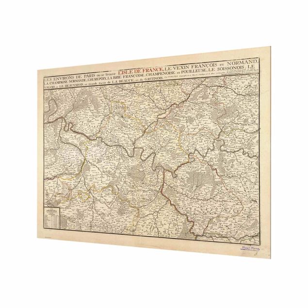 Paraschizzi in vetro - Cartina vintage della Francia - Formato orizzontale 4:3