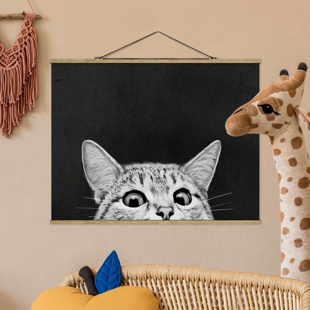 Decorazioni camera neonato Illustrazione - Gatto Disegno in bianco e nero