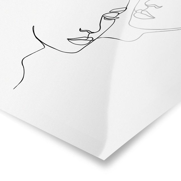 Poster in bianco e nero Line Art - Volti di donne in bianco e nero