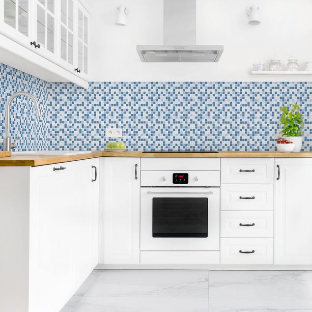 Rivestimenti per cucina con disegni Piastrelle mosaico blu grigio
