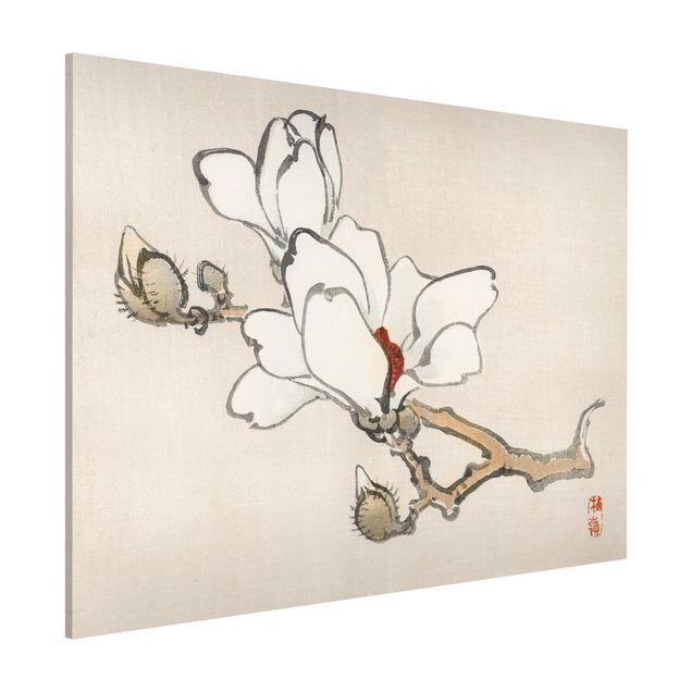 Lavagne magnetiche con fiori Disegno vintage asiatico Magnolia bianca
