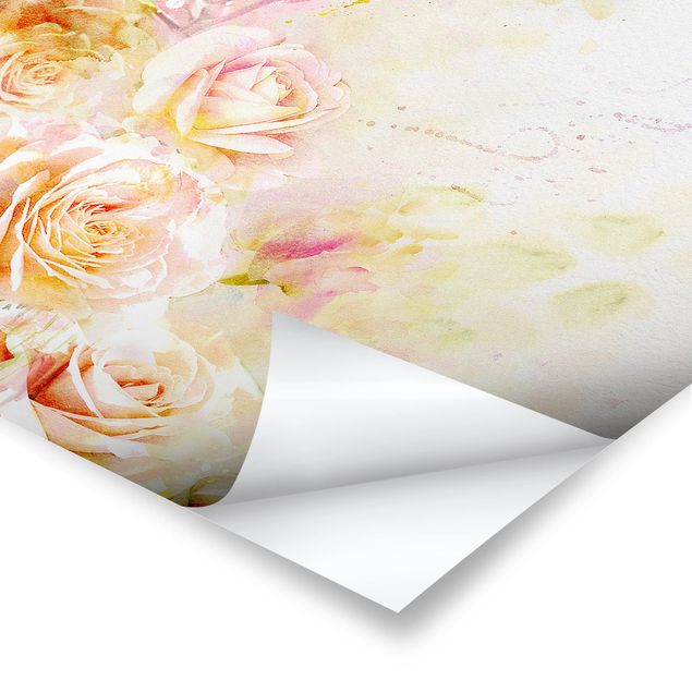 Stampe poster Composizione di rose ad acquerello