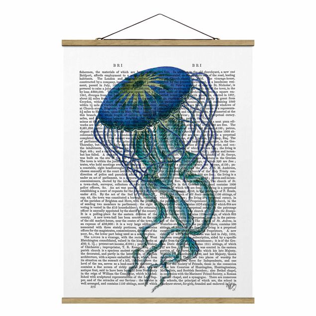 Quadri blu Lettura con animali - Medusa
