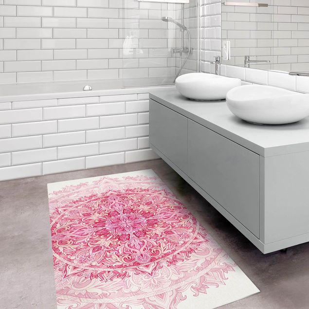 tappeto moderno Mandala Acquerello Ornamento Rosa