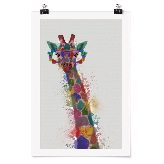 Quadri con animali Giraffa con schizzi arcobaleno