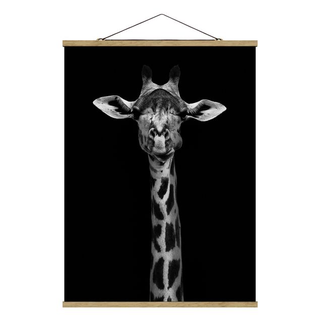Quadri moderni bianco e nero Ritratto di giraffa scura
