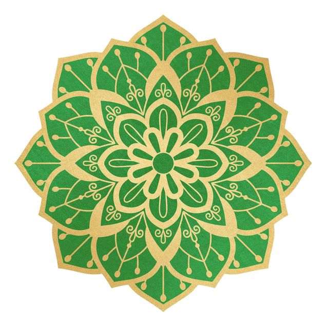 Mandala adesivi da parete Mandala floreale oro verde