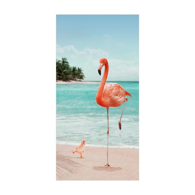 tappeto rosa antico Spiaggia con fenicottero