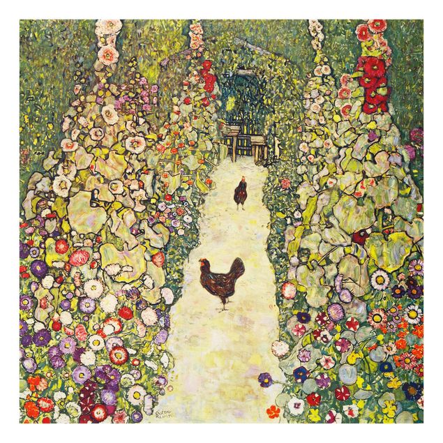 Paraschizzi con fiori Gustav Klimt - Sentiero del giardino con galline