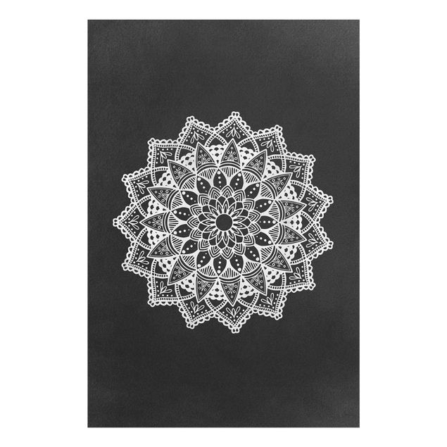 Glas Magnetboard Mandala Illustrazione Ornament Bianco Nero