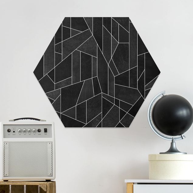 Quadro moderno Acquerello geometrico in bianco e nero