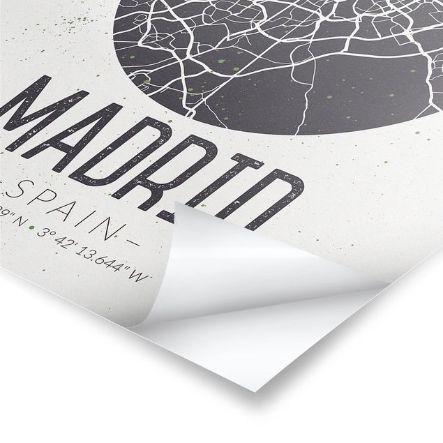Stampe poster Mappa di Madrid - Retrò