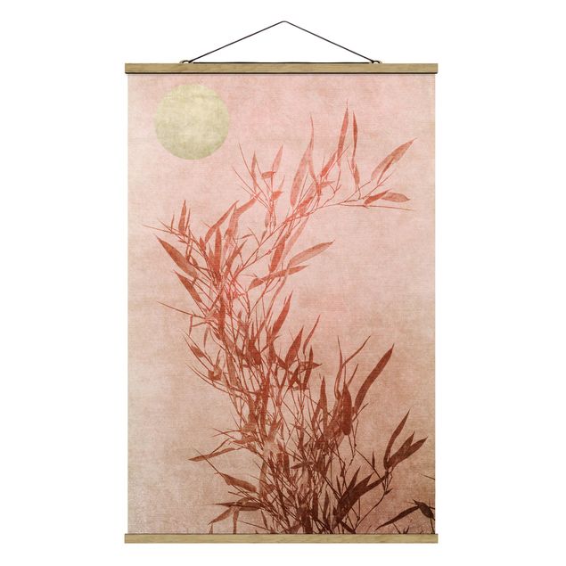 Riproduzione quadri famosi Bambù rosa sole dorato