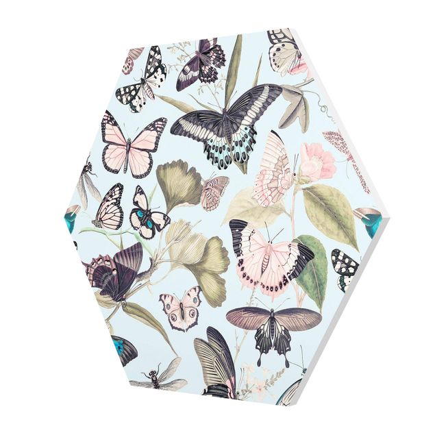 Quadri Andrea Haase Collage vintage - Farfalle e libellule