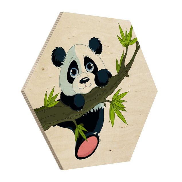 Stampe su legno Panda arrampicatore