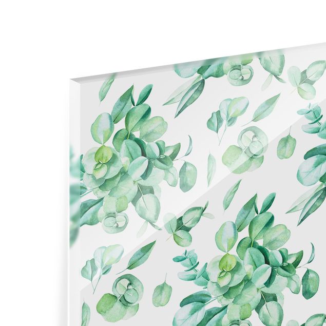 Paraschizzi in vetro - Bouquet di eucalipto in acquerello - Formato orizzontale 2:1