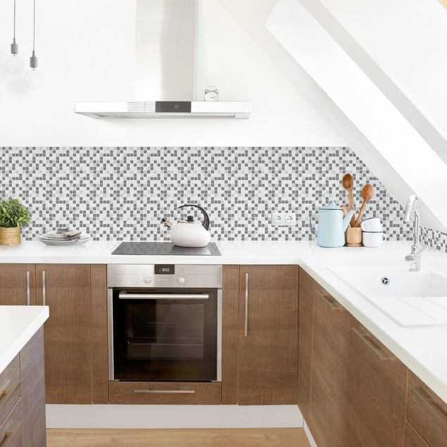 rivestimenti cucina effetto marmo Piastrelle mosaico grigio
