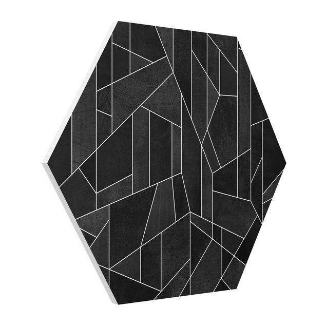 Quadri neri Acquerello geometrico in bianco e nero