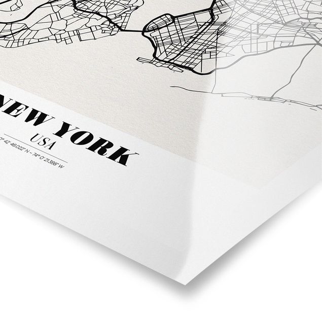 Quadri Mappa di New York - Classica