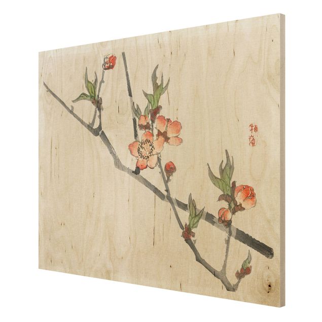 Stampe Disegno vintage asiatico ramo di ciliegio in fiore