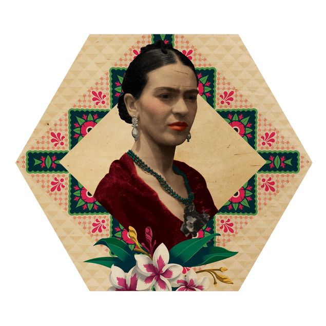 Quadri in legno Frida Kahlo - Fiori e geometria