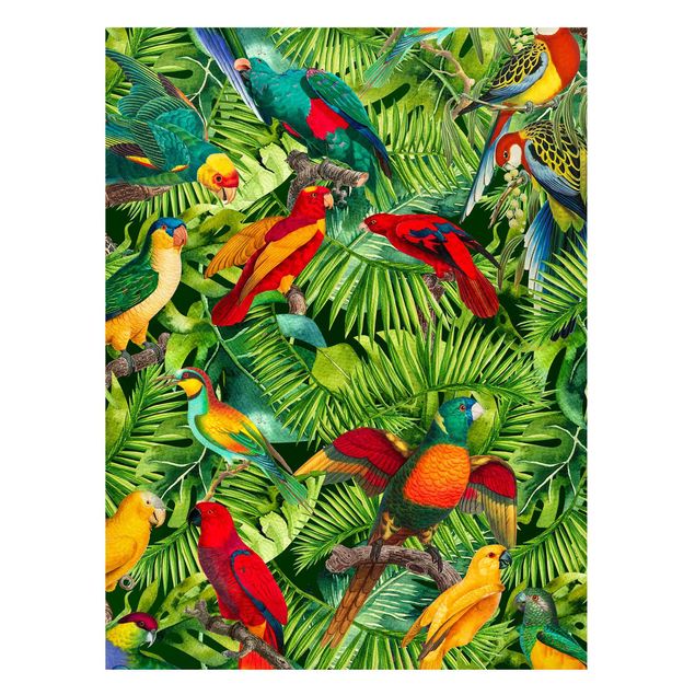 Lavagne magnetiche con fiori Collage colorato - Pappagalli nella giungla