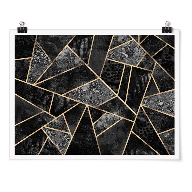 Quadri sfondo nero Triangoli grigi Oro