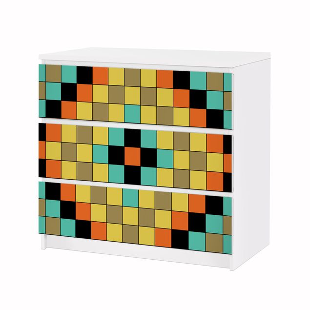 Pellicole adesive per mobili cassettiera Malm IKEA Mosaico colorato