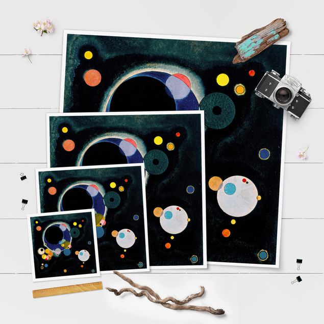 Quadri sfondo nero Wassily Kandinsky - Schizzo di cerchi