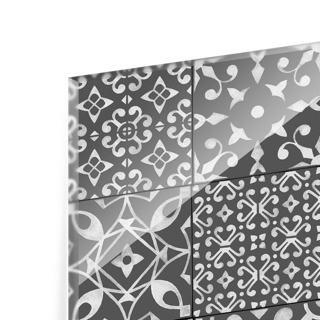 Paraschizzi in vetro - Pattern Tiles Dark Gray White