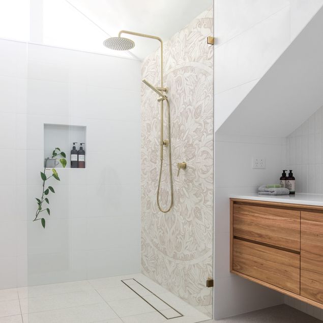 Rivestimento per doccia - Ornamento mandala in acquerello beige