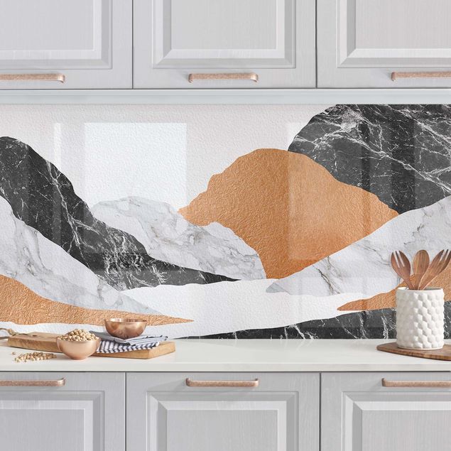 Rivestimenti per cucina con paesaggio Paesaggio in marmo e rame II