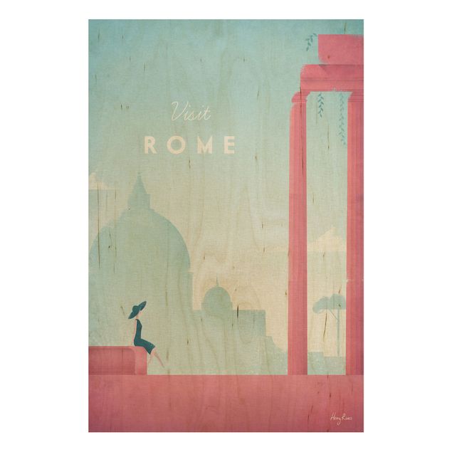 Quadri in legno vintage Poster di viaggio - Roma