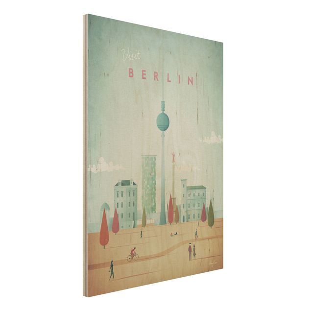 Quadri in legno con architettura e skylines Poster di viaggio - Berlino