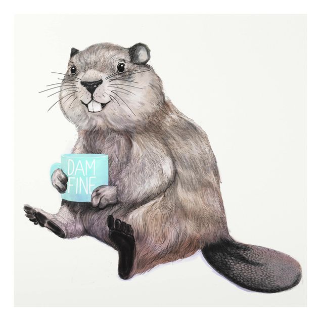 Quadro moderno Illustrazione - Castoro con tazza di caffè