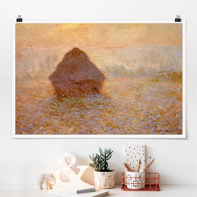 Stampe quadri famosi Claude Monet - Un pagliaio nella nebbia