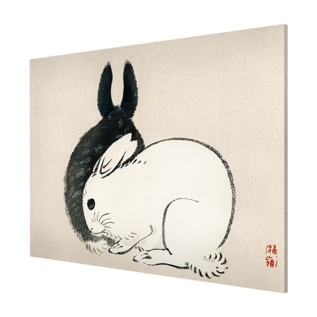 Quadri con animali Disegno vintage asiatico di due coniglietti