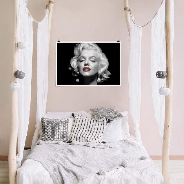 Quadri bianco e nero Marilyn con le labbra rosse