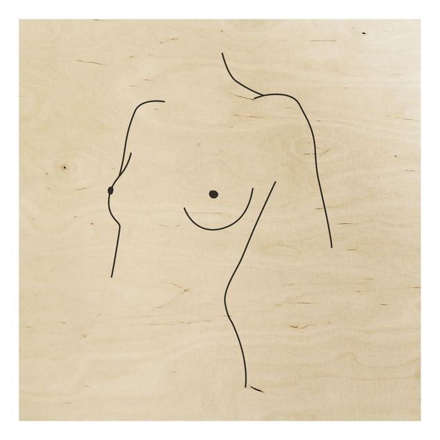 Quadri Blek Prints Line Art - Nudo Busto Donna Bianco e Nero