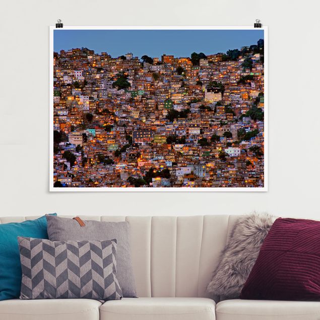 Poster - Rio De Janeiro favela Sunset - Orizzontale 3:4