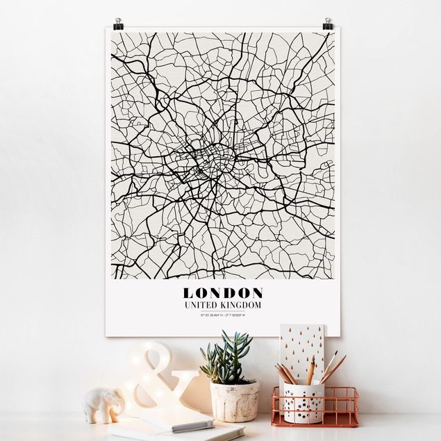 Quadri Londra Mappa di Londra - Classica
