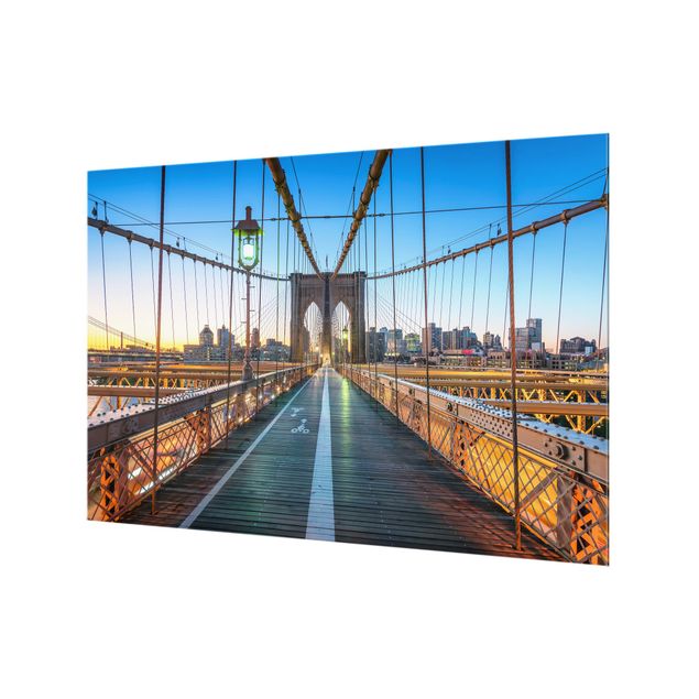 Paraschizzi in vetro - Veduta mattutina dal ponte di Brooklyn - Formato orizzontale 3:2