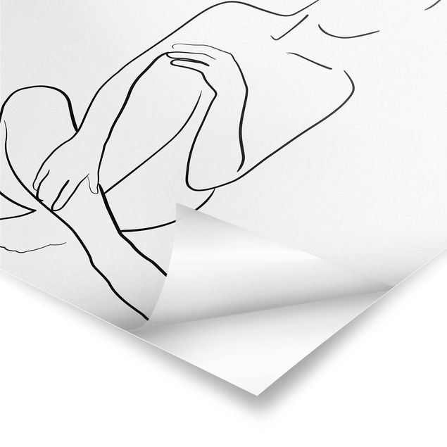 Quadri Blek Prints Line Art - Donna seduta Bianco e Nero